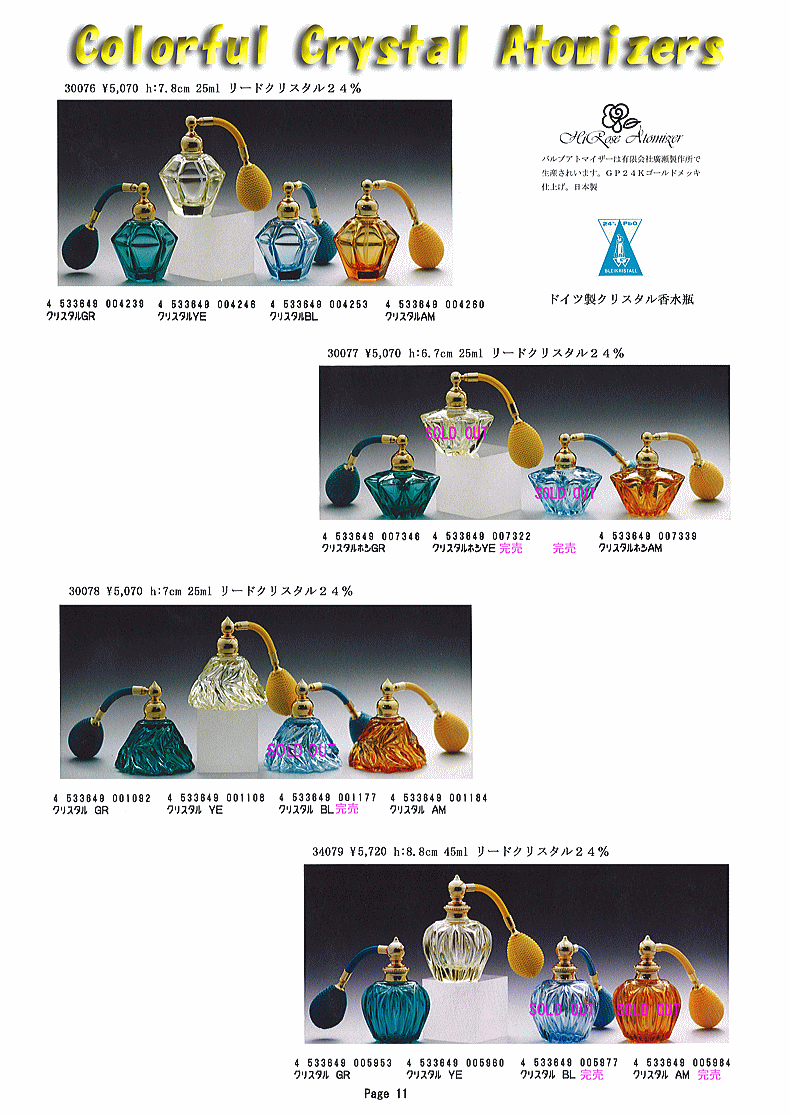 インショップ バルブ アトマイザー ドイツ製 手作り クリスタルガラス